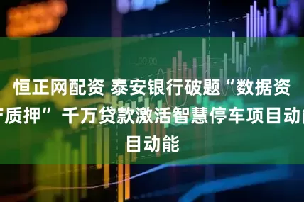 恒正网配资 泰安银行破题“数据资产质押” 千万贷款激活智慧停车项目动能